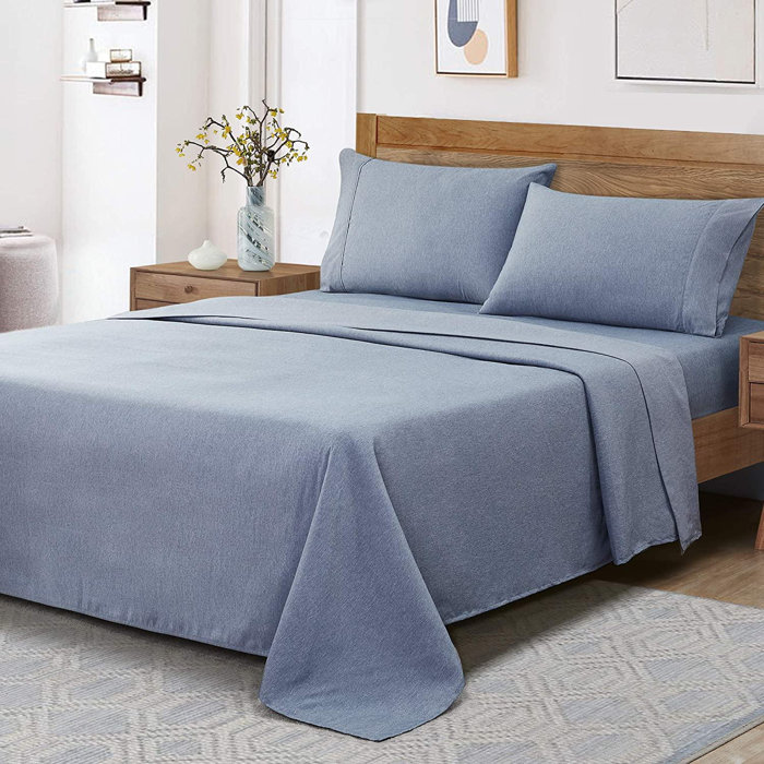 wisdomfurnitureco Sheets Set, 4 Piece Grey Queen Sheet Set, Extra Soft